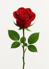 Fototapeta premium Elegant red rose with leaves.