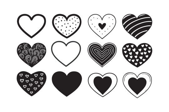 set of heart icons vector