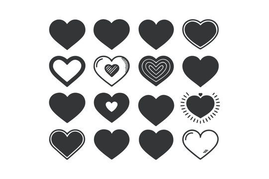 set of vector hearts