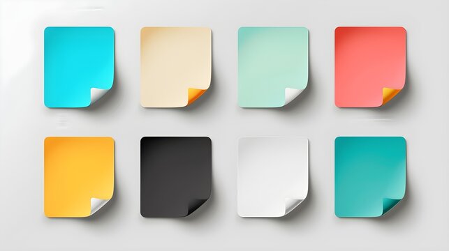 Colorful sticky note icons set