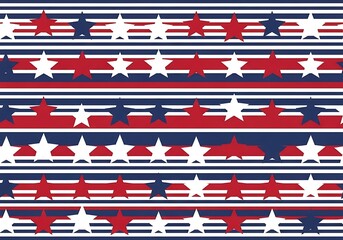 Vibrant Star and Stripe Pattern Background in Red, White, and Blue Tones