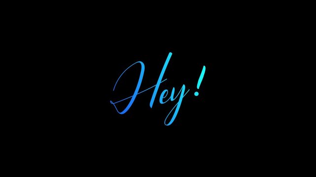 Burning letters of Hey text video animation on black background. Hey word letter text video animation. glowing NEON TEXT HEY LED video motion. Letter animation with particle.