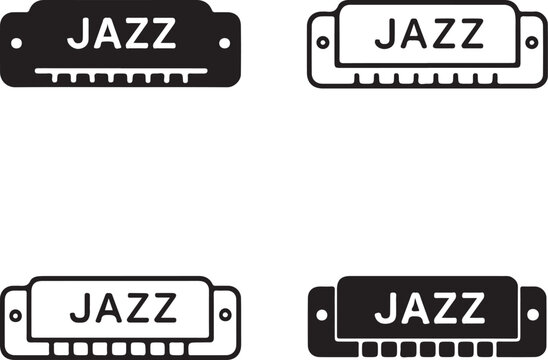 Isolated Jazz Harmonica Icon, Jazz Harmonica instrument design, Jazz Harmonica musician concept, classic blues performance vector illustration, retro music branding graphic