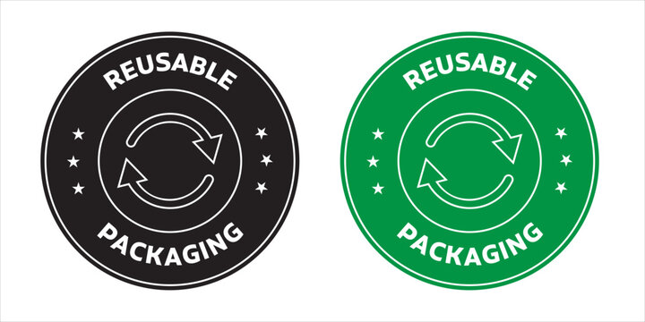 Reusable Packaging vector icon in black and green variation