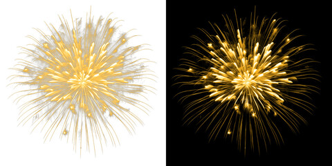 Gold firework explosion burst on black and transparent background © Ontime Rahela