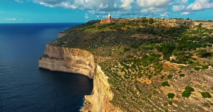 Aerial view of Dingli cliffs, Malta. Aerial view of rocks, hills, sea