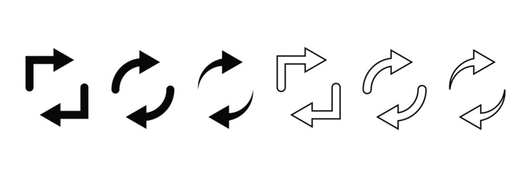 Set of repeat icon collection. Rotate symmbol.