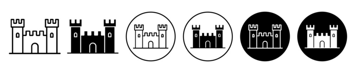 Castle icons in black filled and outlined set © molla