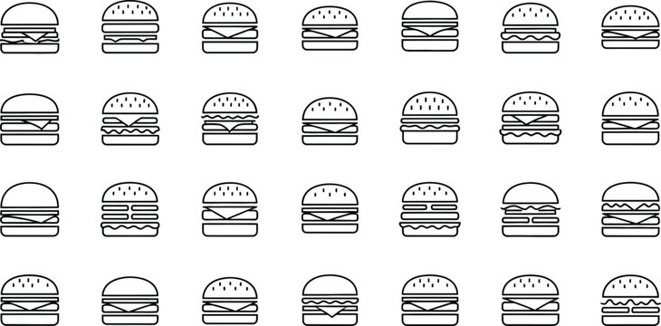Black and white burger arranged in a grid pattern hamburger