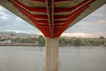 Concrete bridge structure over Ribadeo estuary