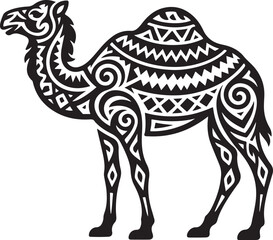 Dromedary Camel with Intricate Tribal Tattoo Style Design