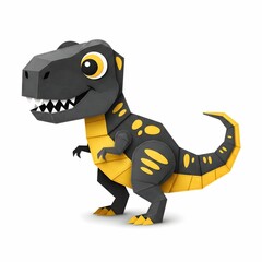 Obraz premium Stylized Black and Yellow Paper Cut T-Rex Dinosaur Illustration