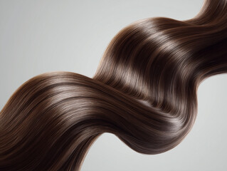 白背景に孤立したツヤのあるブラウンヘアのウェーブ