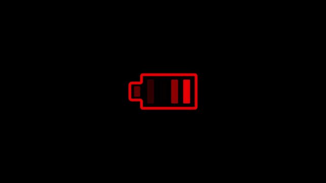 Red battery icon on black background