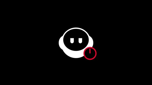 A small robot head with a red circle on its lower right side sits alone in a dark square representing an isolated or muted digital character icon