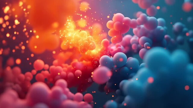 Abstract fire and ice clouds clashing