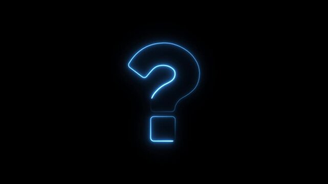 Neon question mark sign icon animation glowing pink color confusion mark quiz punctuation mark education exam sign sign symbol on black background