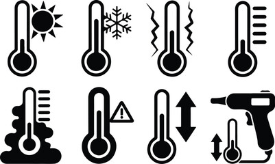 Street Thermometer Icon Temperature Vector Outdoor Thermometer Weather Icon Set