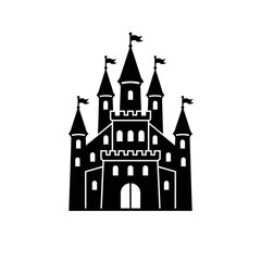 Obraz premium Medieval castle silhouette vector – black fortress illustration