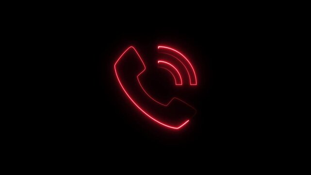call icon animation. call concept on mobile phone screen animation . Glowing call icon isolated on black background.
