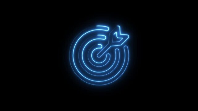 Glowing neon target icon animation. Military training, Military target icon animation. Crosshair, gun aim, sniper target, bullseye, hunting, target audience. 4k video