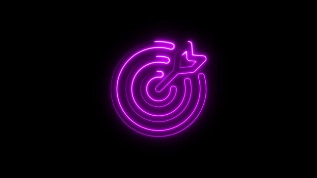 Glowing neon target icon animation. Military training, Military target icon animation. Crosshair, gun aim, sniper target, bullseye, hunting, target audience. 4k video