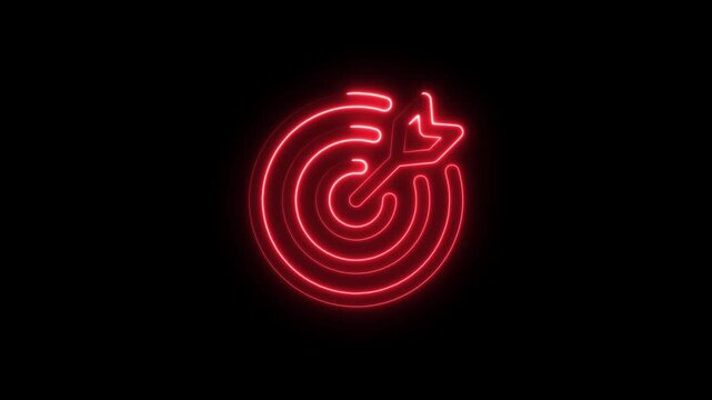 Glowing neon target icon animation. Military training, Military target icon animation. Crosshair, gun aim, sniper target, bullseye, hunting, target audience. 4k video