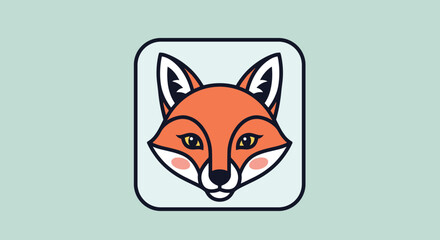Obraz premium Modern and minimalist orange fox head icon in a square frame for a brand logo, profile picture, or mobile application.