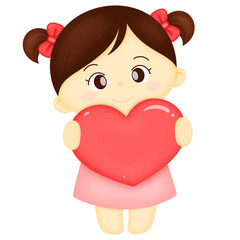 little girl with heart