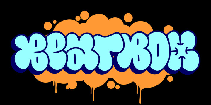 BEATBOX Urban Street Art Tag. Bold Blue and Orange Bubble Style Typography for Music Event Branding.