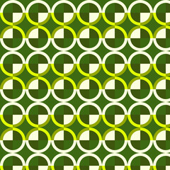 Seamless Retro Geometric Circle Pattern in Olive Green &ndash; Mid Century Modern Abstract Background