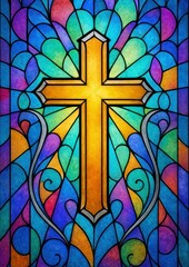 Vibrant stained glass cross