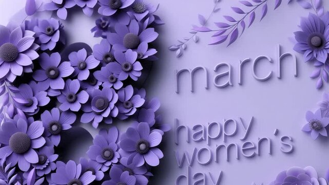 8 march purple flowers, international women&rsquo;s day celebration, floral background, empowerment, gender equality, women&rsquo;s rights advocacy, feminine decoration, social justice, intersectional feminism