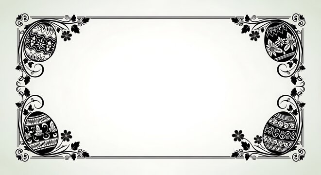 Decorative easter eggs with floral vines ornamental black frame