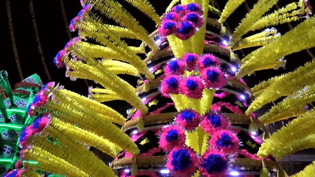 Colorful structures used in the 'Kavadi' procession of temple festivals in Kerala, India