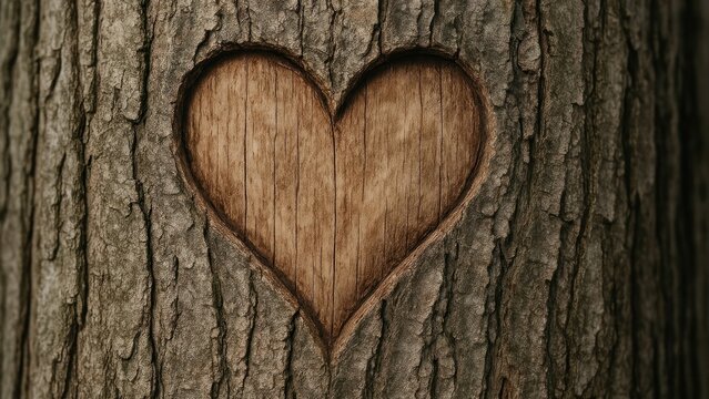 Heart carved into tree bark.