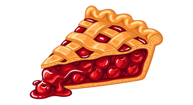 Classic cherry pie slice with lattice crust and fruit filling