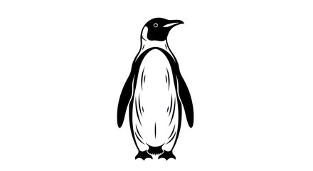 Black and white penguin illustration on white background vector design © Akun
