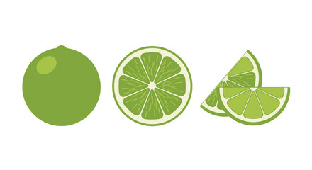 Green lime fruit  sliced and whole  for refreshing beverage concepts.