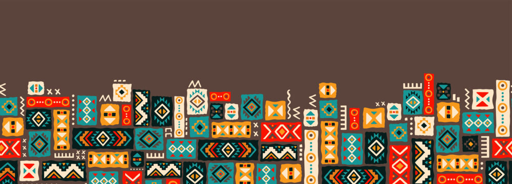 Fun hand drawn abstract seamless pattern inspired by aztec designs, ethnic background, great for textiles, banners, wallpapers, wrapping - vector design