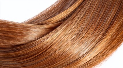 Fototapeta premium Glossy Copper Brown Hair Texture with Shiny Strands and Smooth Finish Perfect for Hair Care or Beauty Products Showcase in Professional Photography