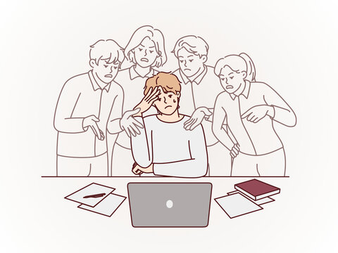 Overwhelmed Employee Suffering from Workplace Stress and Peer Pressure