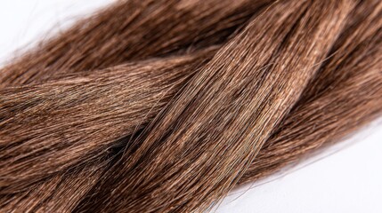 Fototapeta premium Beautiful brown hair strands close-up showcasing texture and shine, perfect for beauty, fashion, and hairstyle-related projects in stock photography.