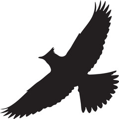 Skylark flyiing bird in silhouette.