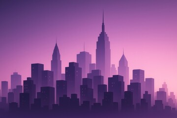 Fototapeta premium Purple cityscape silhouette art
