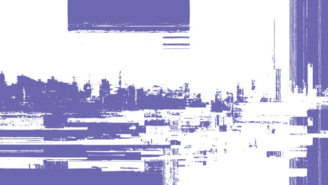 Abstract blue digital glitch effect on transparent background for modern design elements