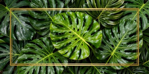 Monstera Leaf Paradise: A close-up shot of lush, vibrant monstera leaves, radiating freshness and botanical beauty.