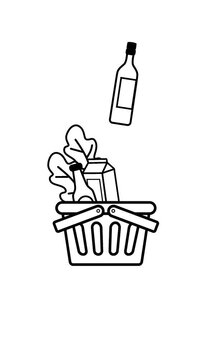 4K animation of Full basket of food, grocery shopping icon with alpha channel background