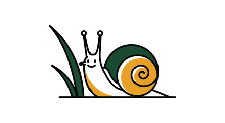 Cartoon snail illustration simple vector graphic on white background © Ditz