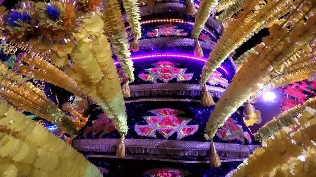 Colorful structures used in the 'Kavadi' procession of temple festivals in Kerala, India